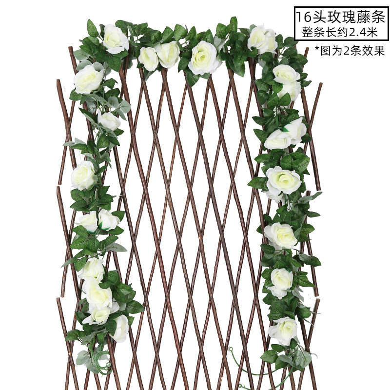 Emulación rosa flor ratán colgante de pared flor de seda decoración de boda sakura ratán flor falsa emulación de techo planta flor ratán undefined