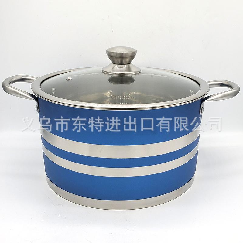 Factory direct sales of stainless steel soup POTS, color frosted right-angle POTS, 28-32 large capacity soup POTS, gift sets of soup POTS Specification image