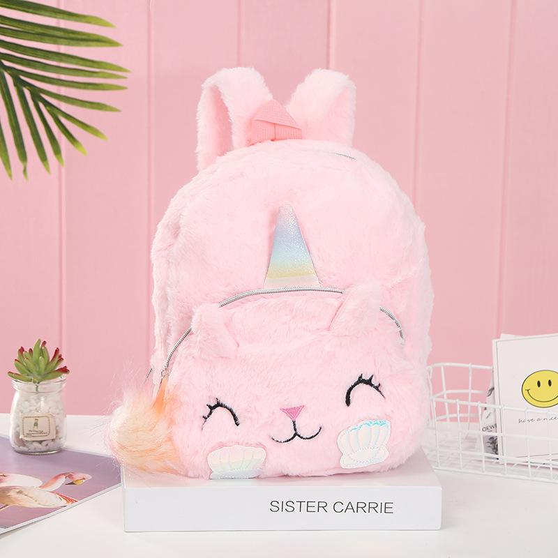 The new plush backpack, Unicorn backpack, is a cute cartoon children's schoolbag for kindergartens details Picture