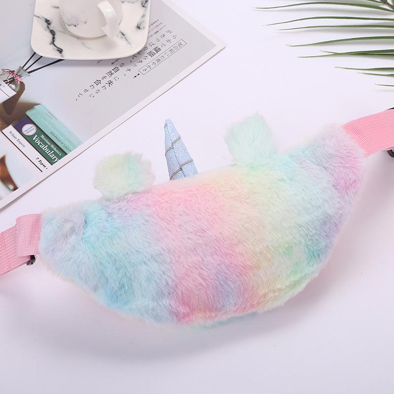 unicorn colorful plush waist bag for autumn and winter, new cartoon single-shoulder crossbody bag, embroidered by girls and students Application Scenario
