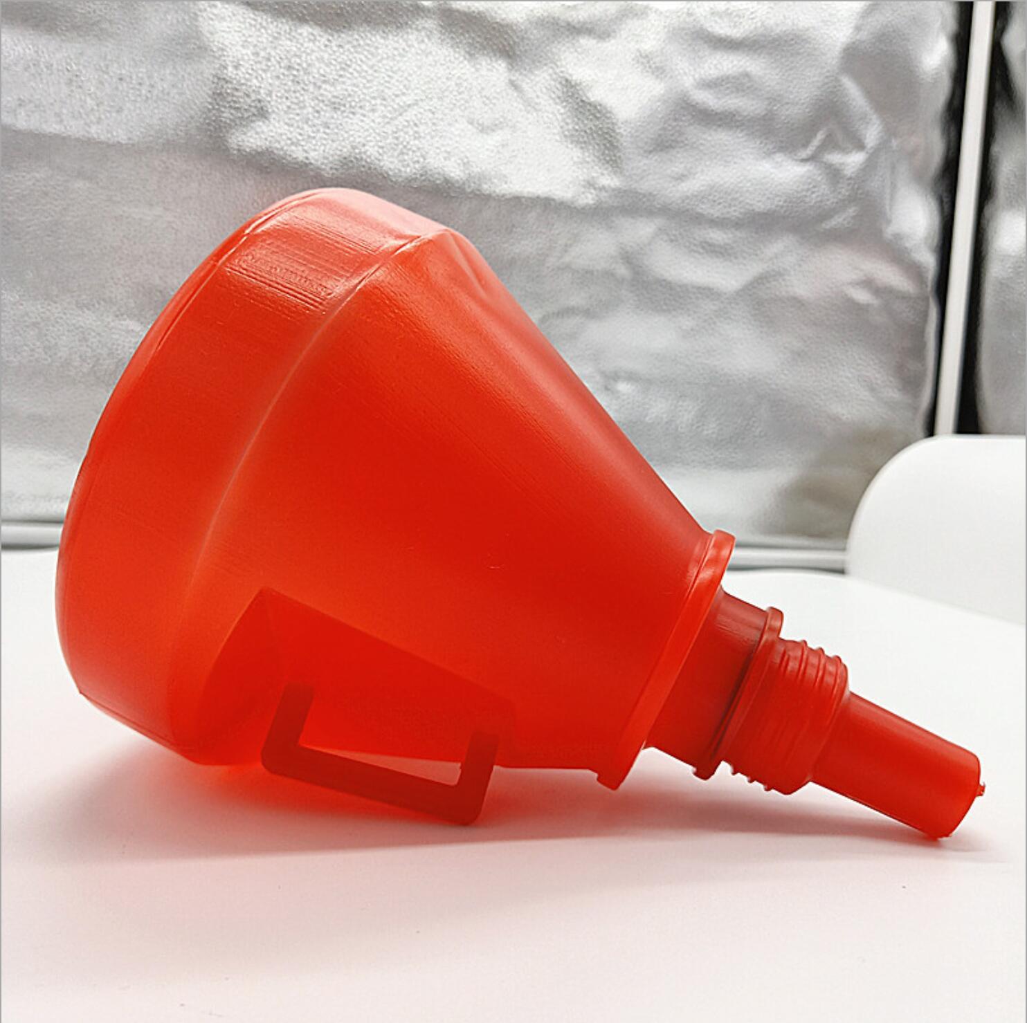 汽车摩托车加油漏斗燃油斗带滤网吹塑漏斗 自驾游应急工具135MM彩白底实物图