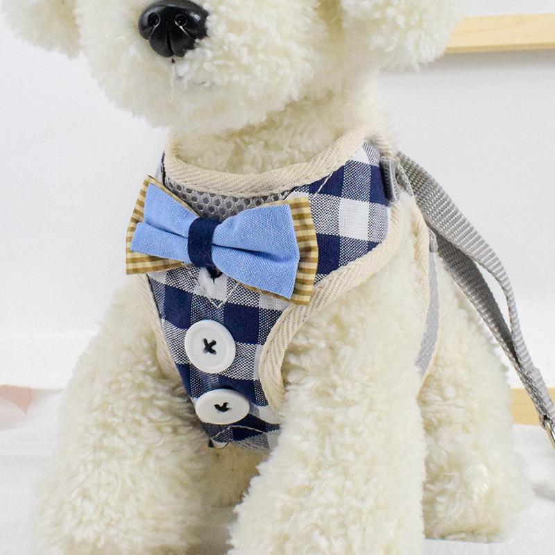 Shensi button small and medium-sized dog leash chest strap mesh breathable dog leash adjustable walking leash hair full figure