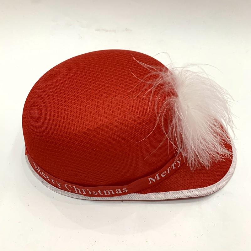 Dome-shaped African child's red "Happy New Year" baseball cap and white feather "Happy Christmas and New Year" little boy hat Specification image