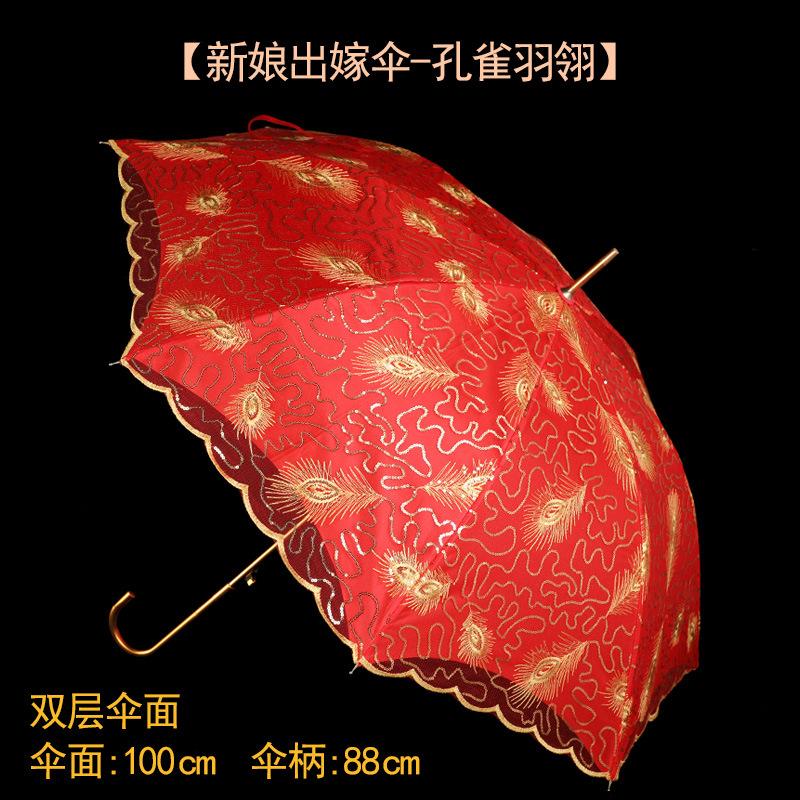 新款出嫁新娘伞中国风婚嫁喜庆出门伞结婚大红色陪嫁喜伞婚庆用品详情图7