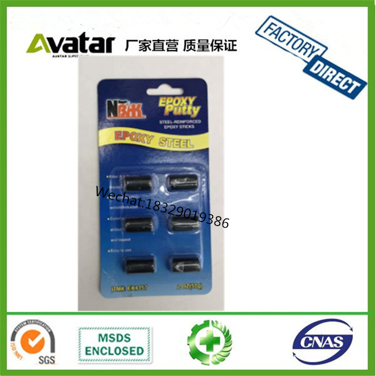 Source factory direct suction card pack 6 groups AB epoxy mastic strong mastic gap leak plugging plastic steel glue rod