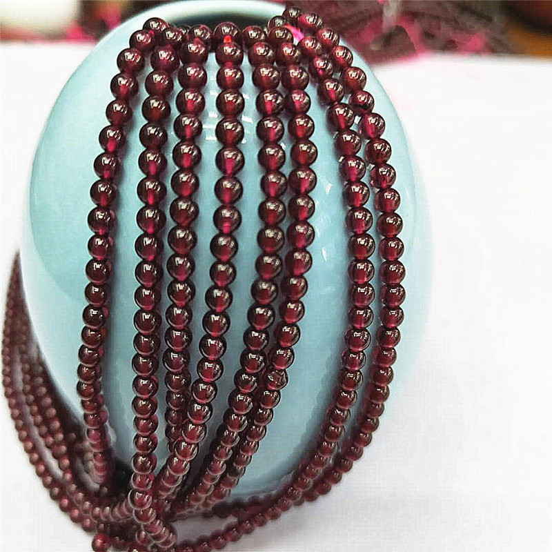 Factory direct sales of natural 5A-grade garnet loose beads, wholesale of semi-finished purple-toothed black round beads, and jewelry matching beads