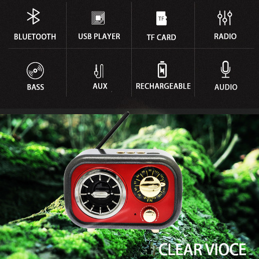 Factory wholesale vintage Bluetooth speakers, portable mobile phone and computer card plug-in speakers, USB flash drive plug-in mini speakers, new models details Picture