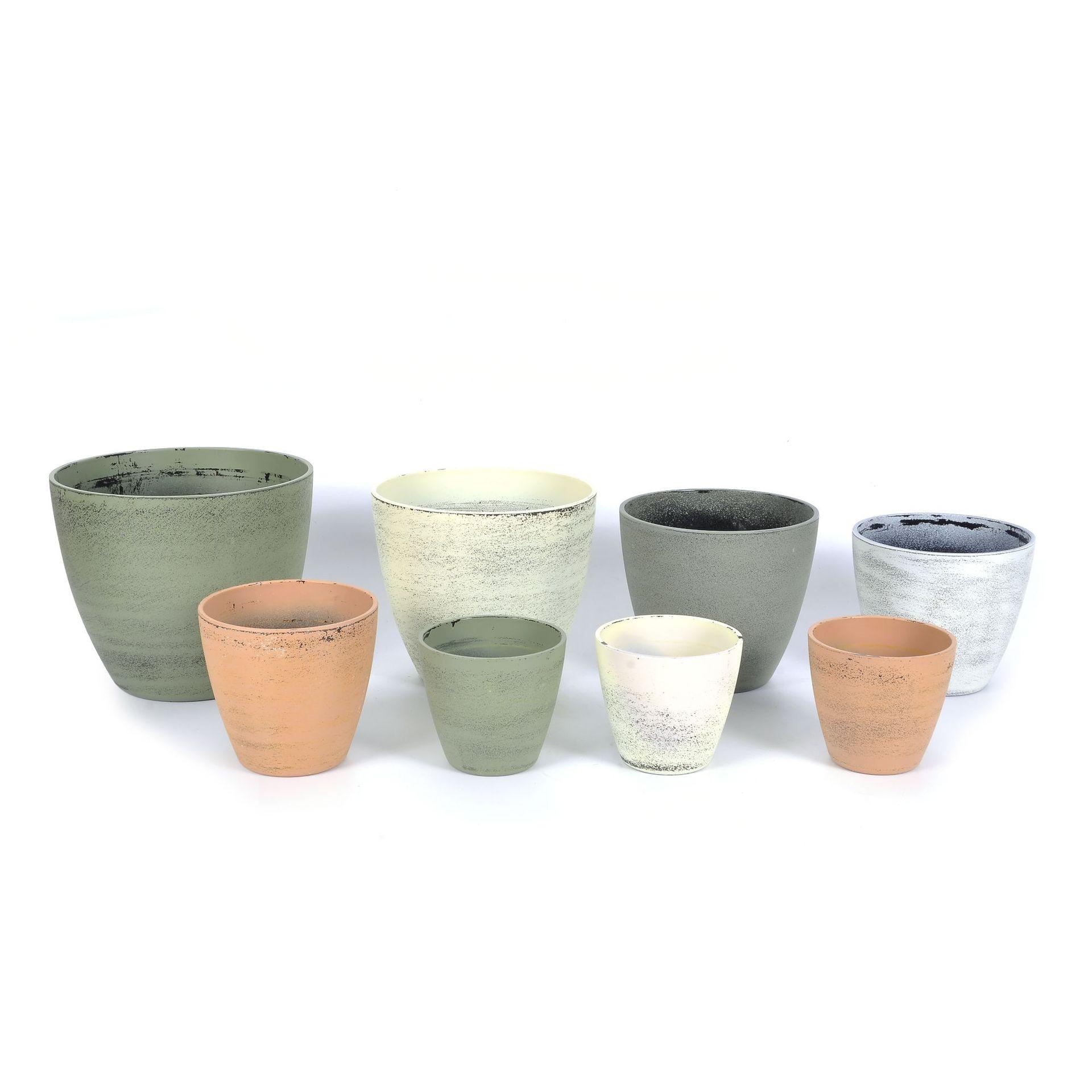 Manufacturers imitation old effect round corner matte flower pot imitation old retro flower pot plastic imitation porcelain succulent plant pot thumbnail
