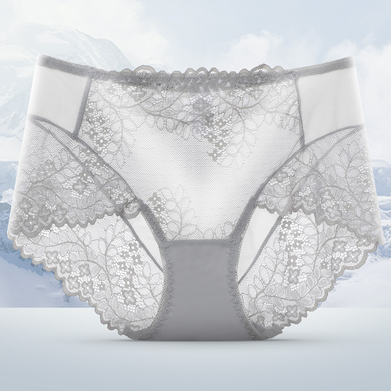 Sexy lace lace breathable and seamless women's briefs, semi-transparent mid-waist women's underwear manufacturer wholesale undefined