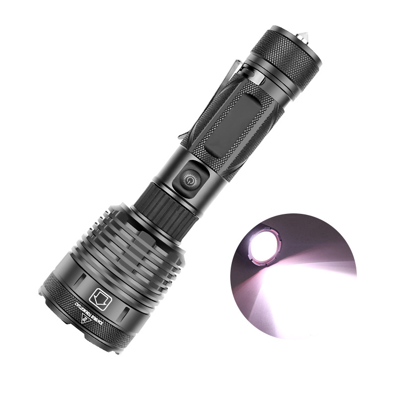 跨境新款XHP70强光手电筒 大光杯带笔夹 户外强光远射手电筒产品图