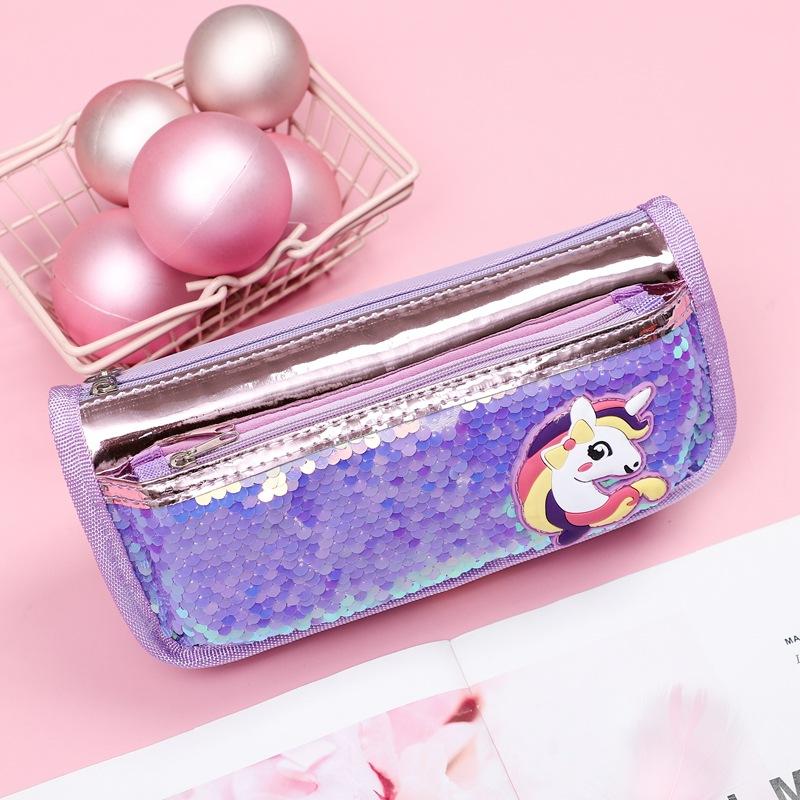 Korean minimalist canvas unicorn pencil case, a girl's fresh and portable large-capacity stationery bag, student pencil case undefined
