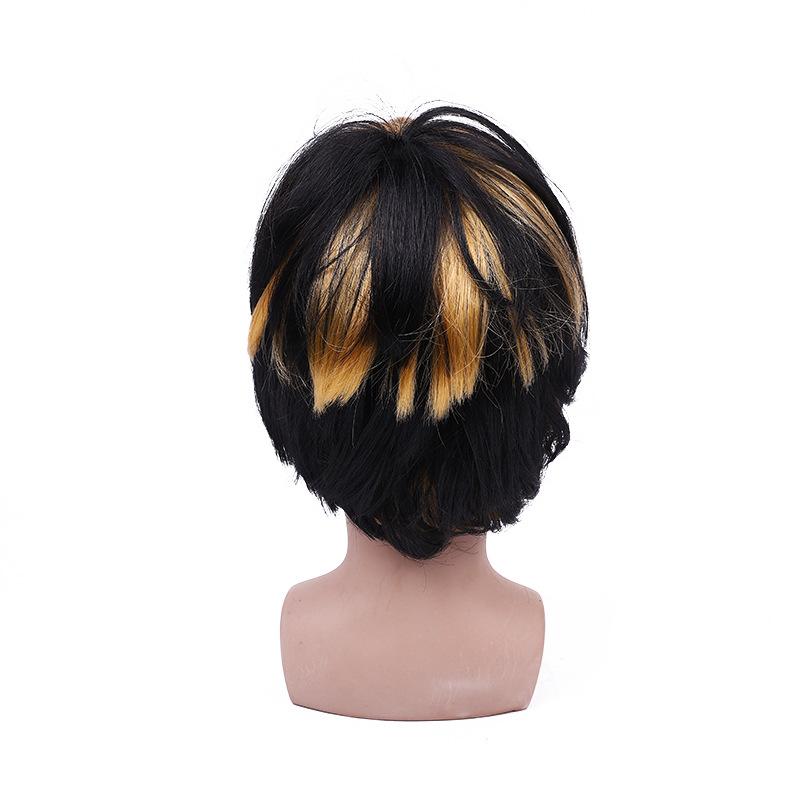 Qianfang Festival wigs, hats, men's wigs, short curly hair, men's performance decorations, short straight wigs, bangs straightening wigs, 2223 details Picture