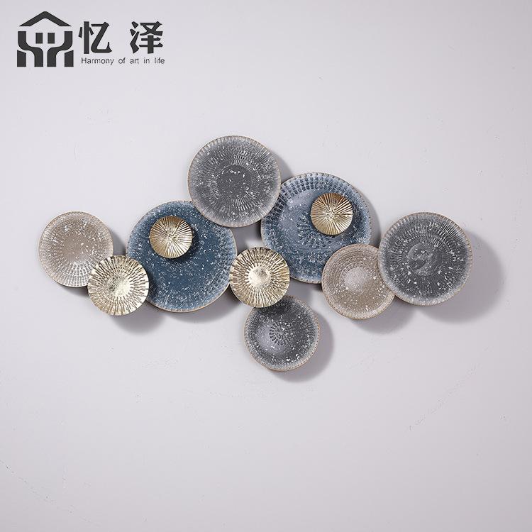 现代圆形立体创意墙饰铁艺壁挂厂家批发客厅玄关餐厅金属墙面装饰