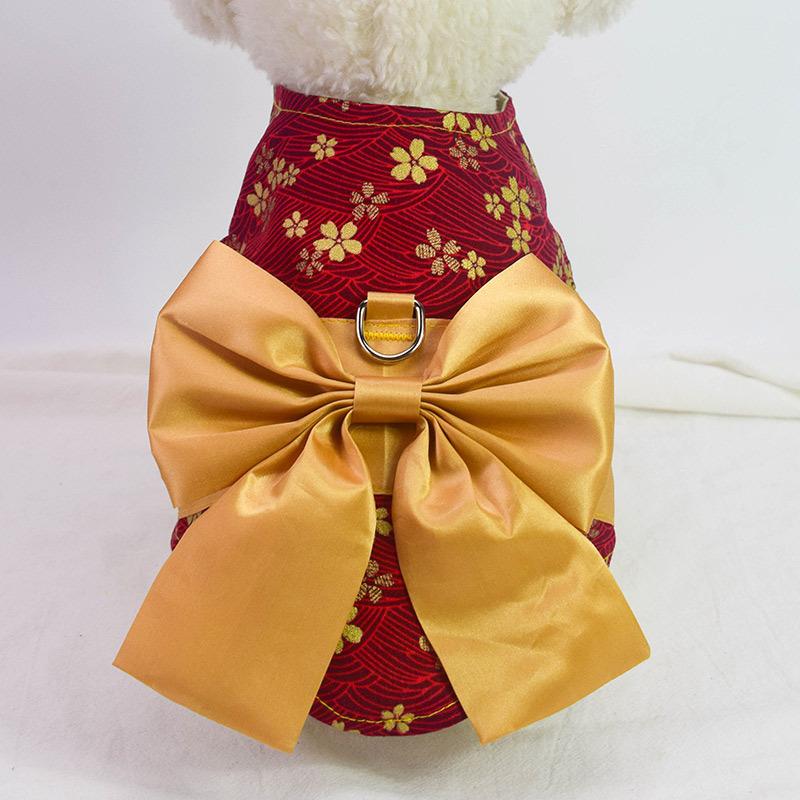 Japanese bow bow dog chest strap cross-border new dog clothes walking cat leash leash for cats details Picture