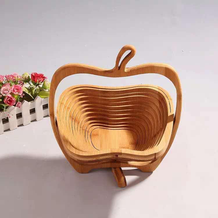 New bamboo fruit basket, folding fruit basket, fashionable and creative bamboo basket, fruit basin, bamboo and wood craftsmanship details Picture