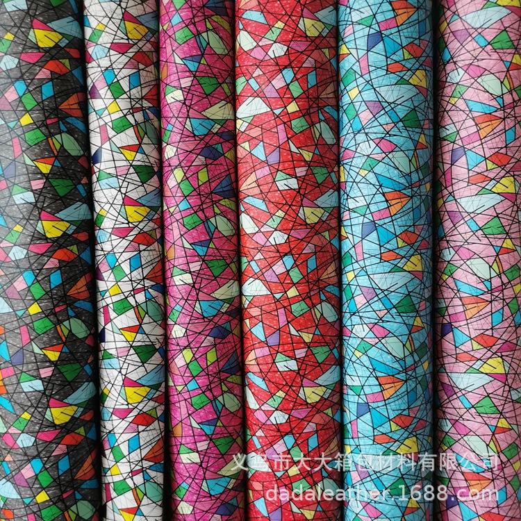 Manufacturers direct sales of bags, handbags, glass cases material PVC transfer printed leather printed geometry thumbnail