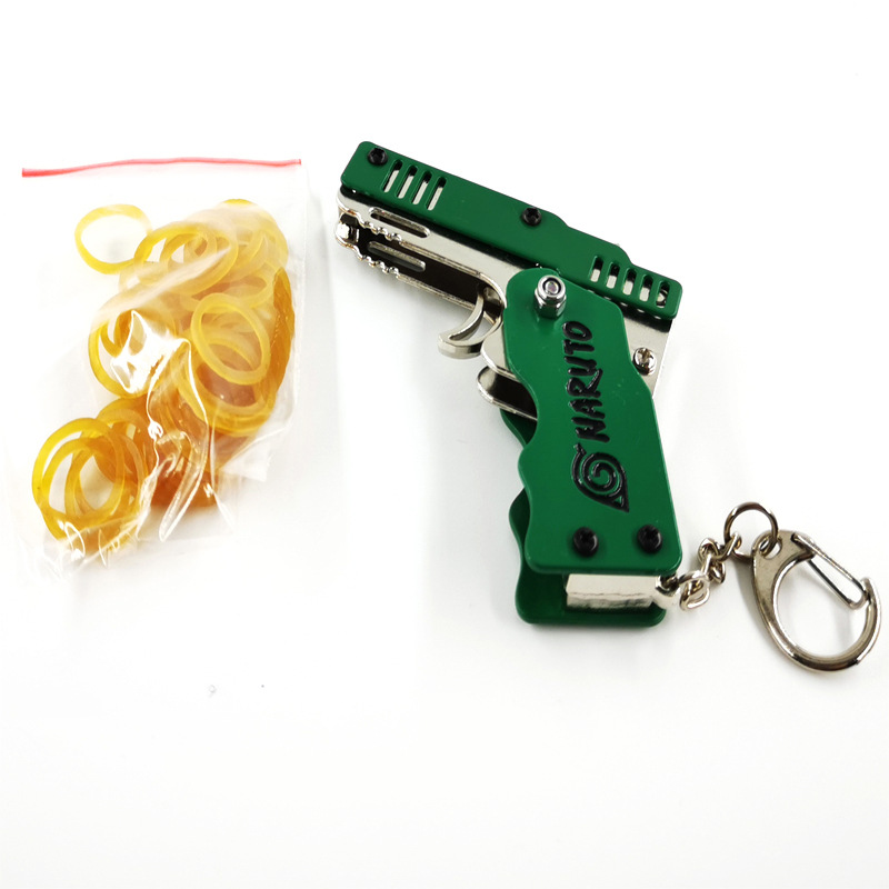Small rubber band gun, metal toy gun, alloy pistol model, zinc alloy craft hanging accessory Specification image
