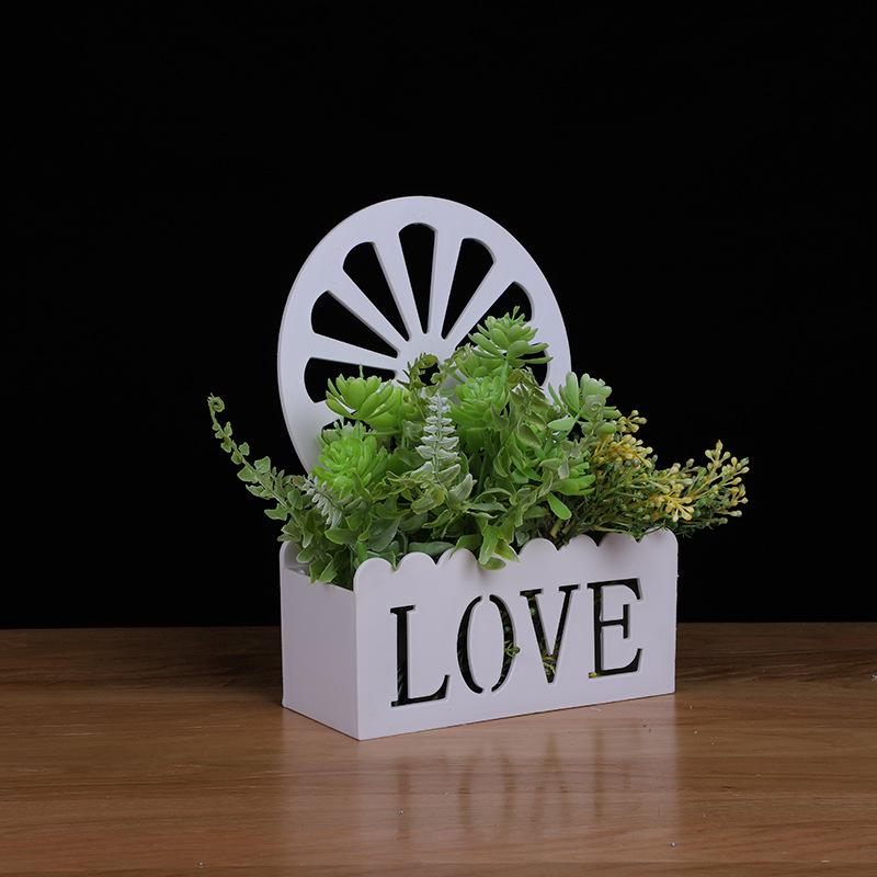 厂家供应塑料假花仿真花LOVE壁挂花篮墙壁装饰插花花盆细节图