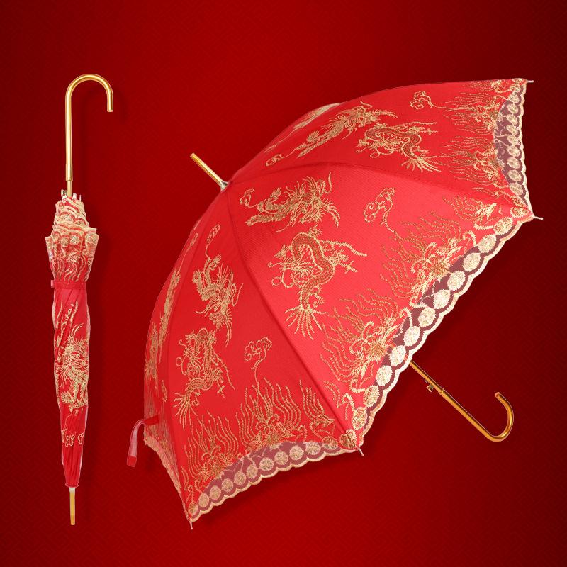 新款出嫁新娘伞中国风婚嫁喜庆出门伞结婚大红色陪嫁喜伞婚庆用品