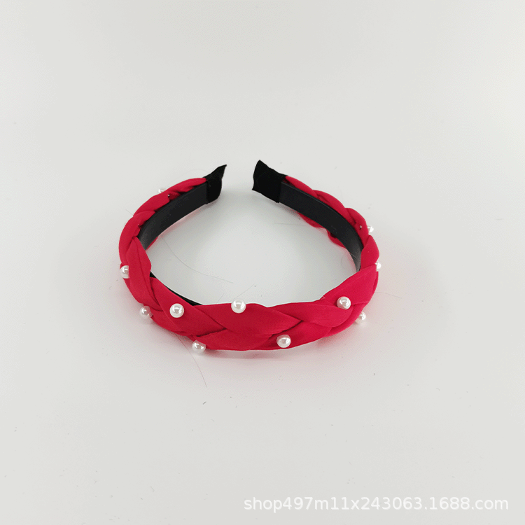 New Crystal Section Hand Braided Braid Head Hoop Fashion Simple Temperament Reed Manufacturers Direct Korean Nail Pearl Item Picture