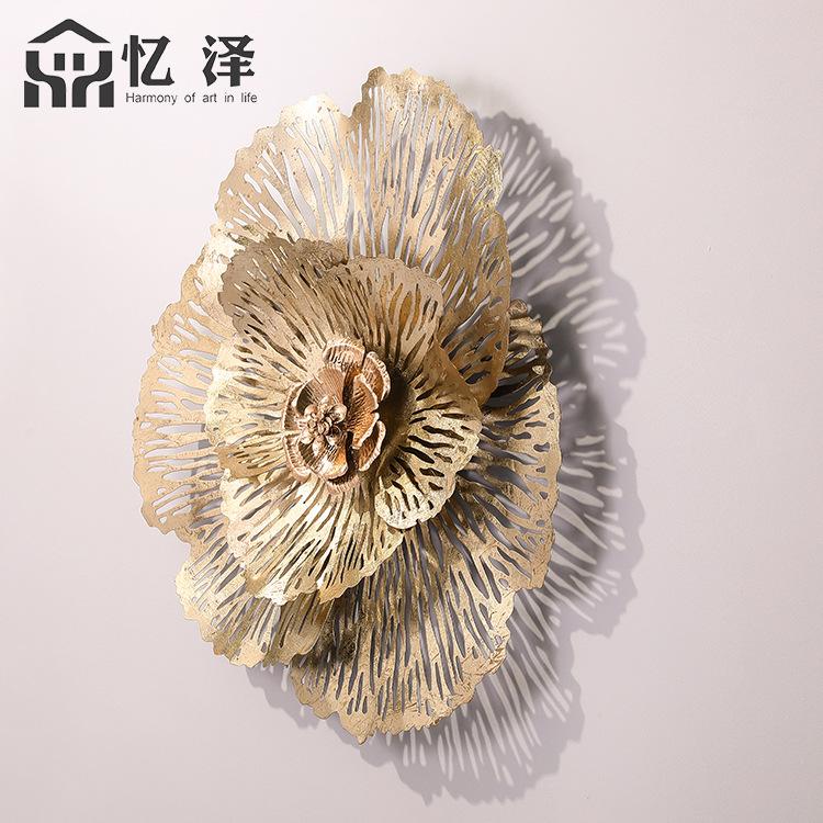 新中式立体牡丹花铁艺墙面装饰 厂家直销现代金属软装背景墙挂件产品图