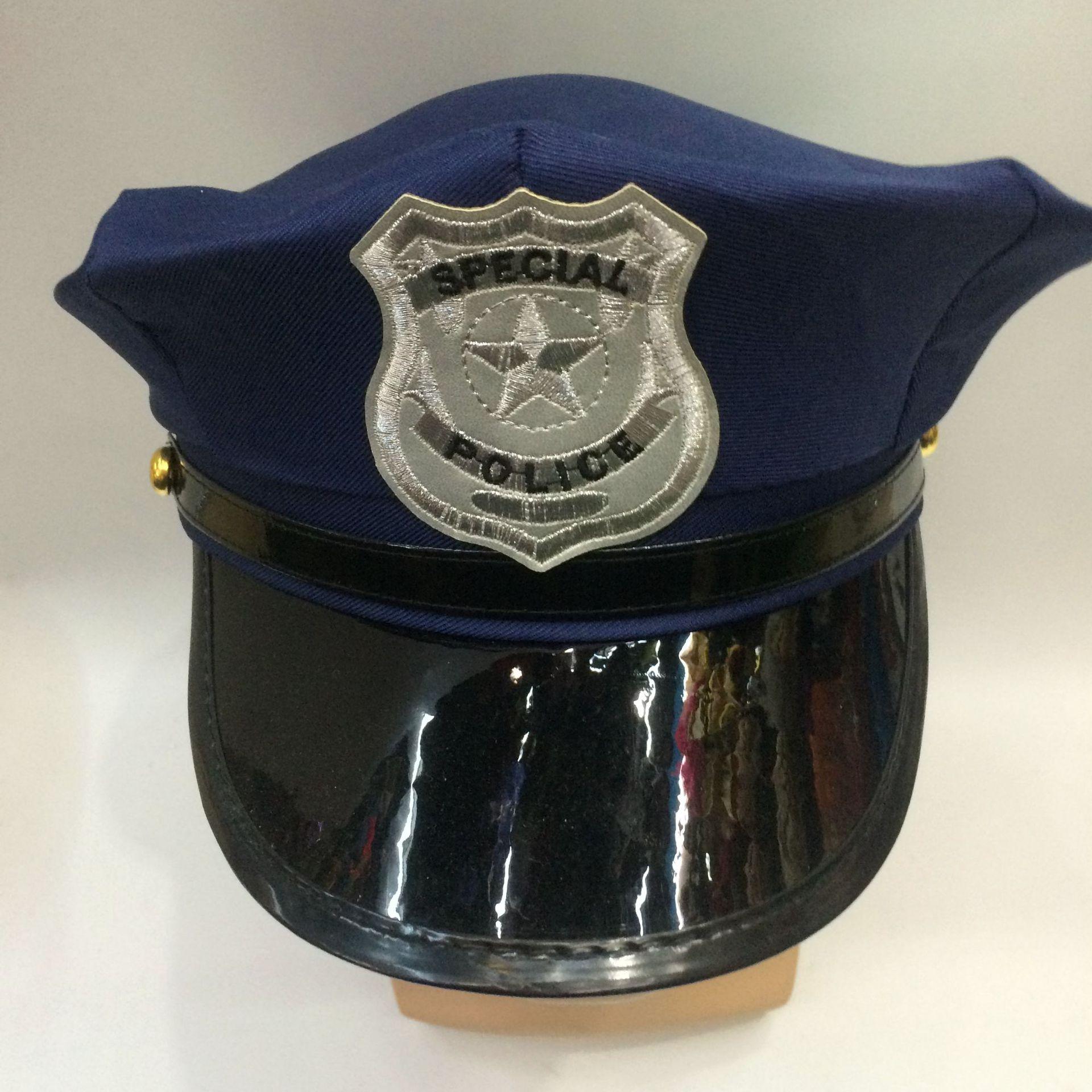 Blue American police hats cosplay police man hats All kinds of police chief hats custom-made Specification image