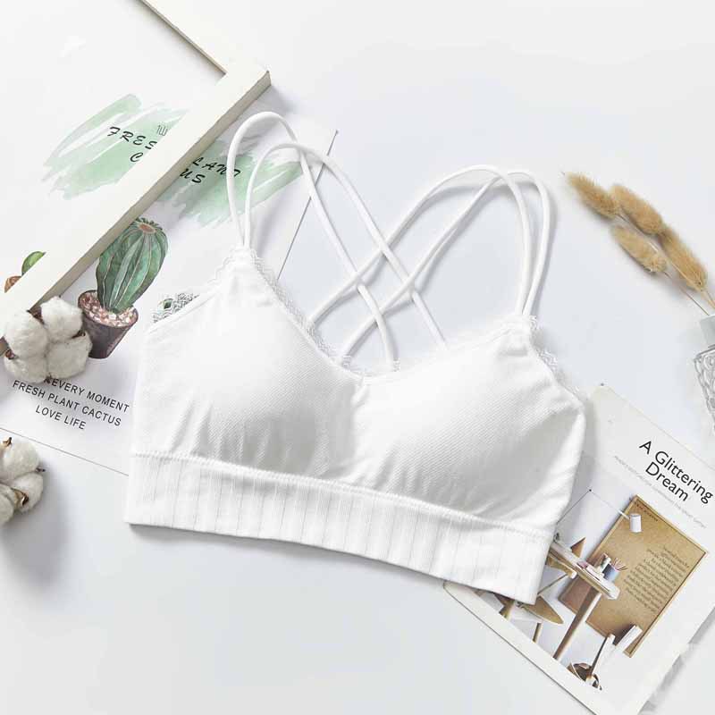 New non-mainstream color lace beauty back spaghetti-strap strapless bra for women without steel rings, with chest pads and thin shoulder straps undefined
