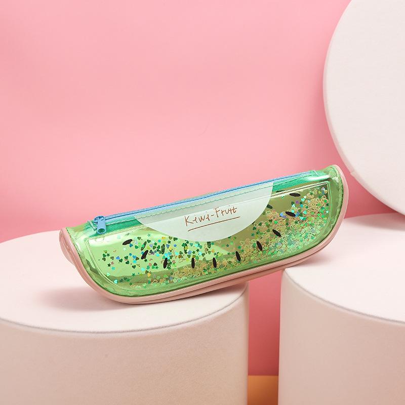 Korean version rainbow Fruit flowing sand student pencil case, iridescent summer new storage box, children and girls' storage pencil case undefined