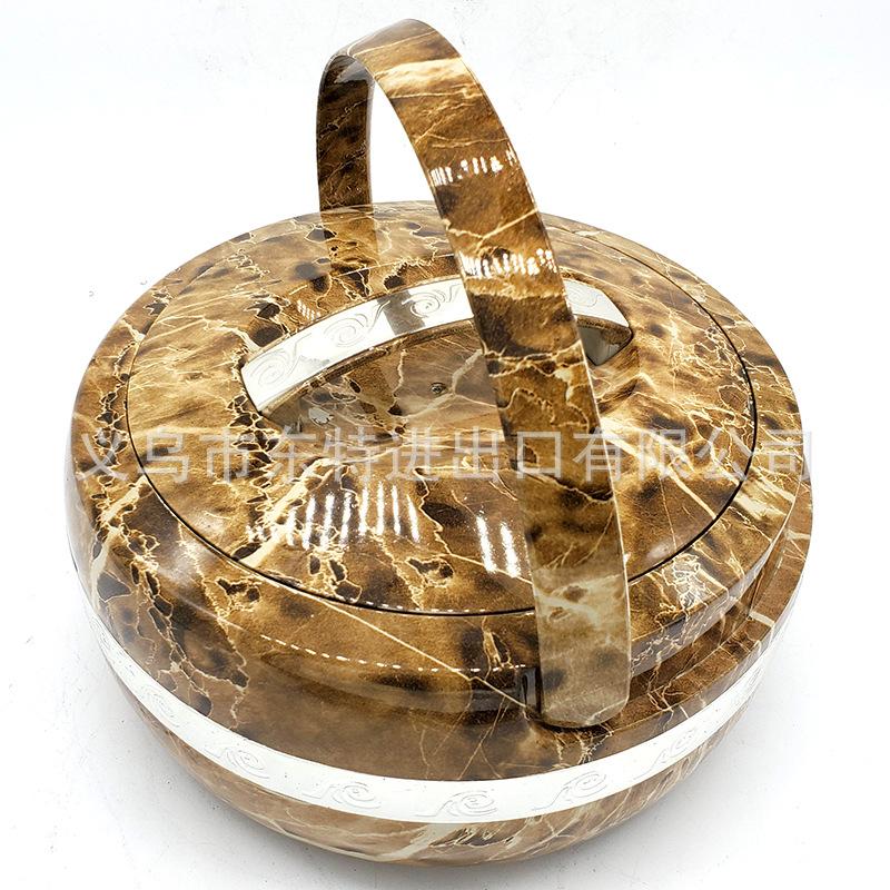 Stainless steel Japanese lunch box, multi-purpose round food compartment, family picnic, marble-patterned foreign trade picnic lunch box Item Picture