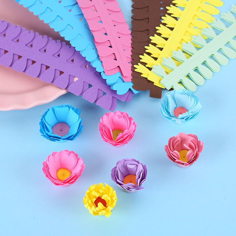 厂家批发益智启蒙DIY卷纸4色多种立体衍纸条儿童手工彩色花型衍纸