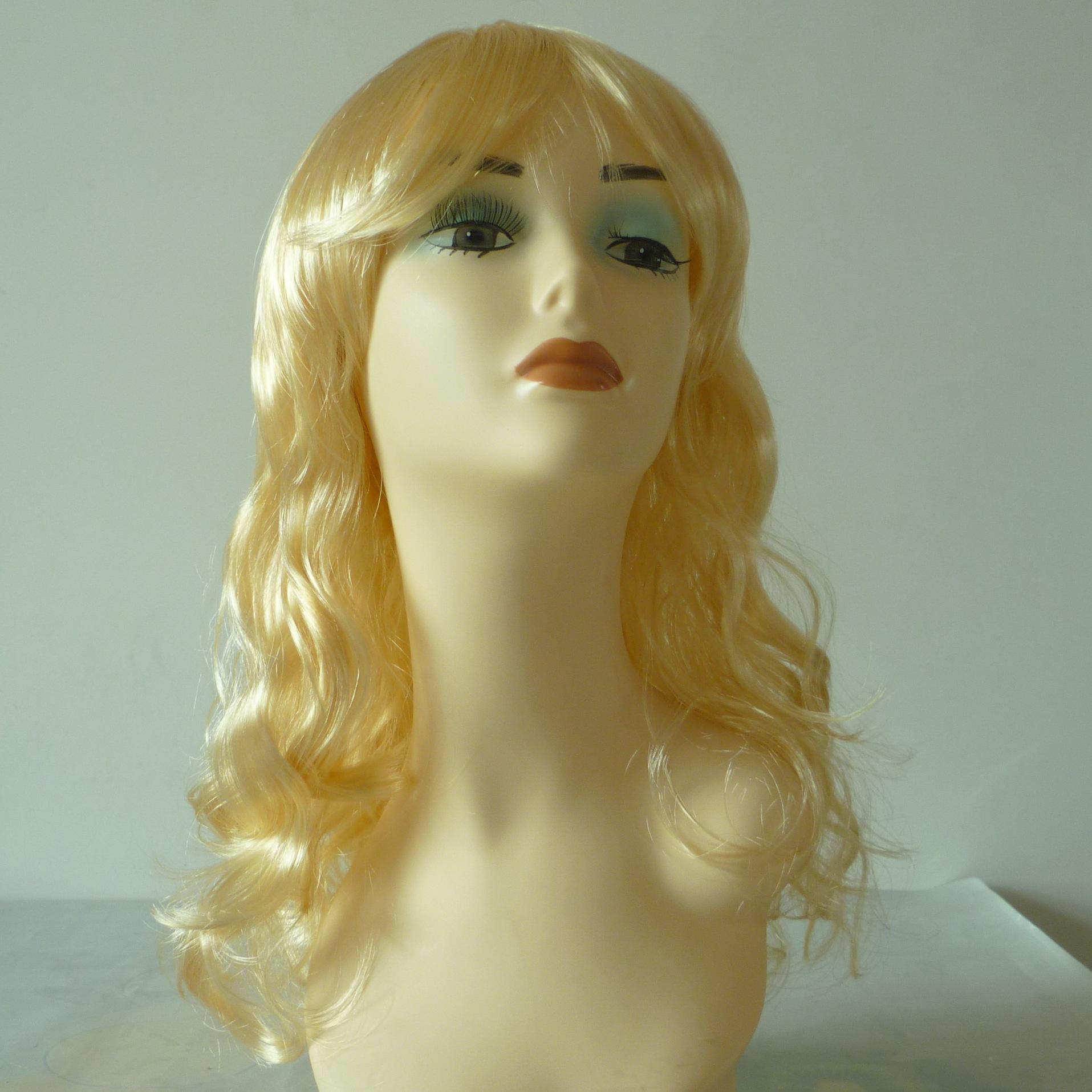 Straight bangs, long curly, single-color wavy hair, customizable color large wavy hair sets, wholesale and export of wigs and head covers