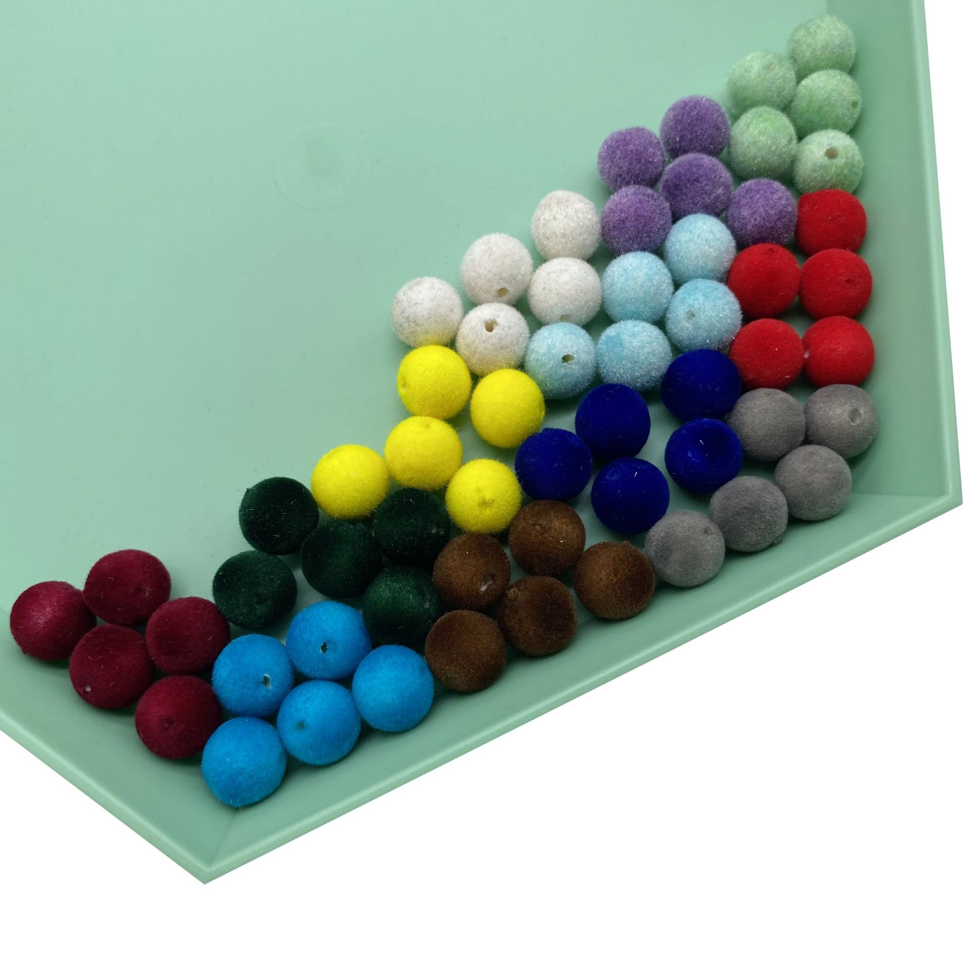 Factory direct sales of acrylic through-hole flocked round beads for diy matching and making earrings, bags, accessories and beading materials Item Picture