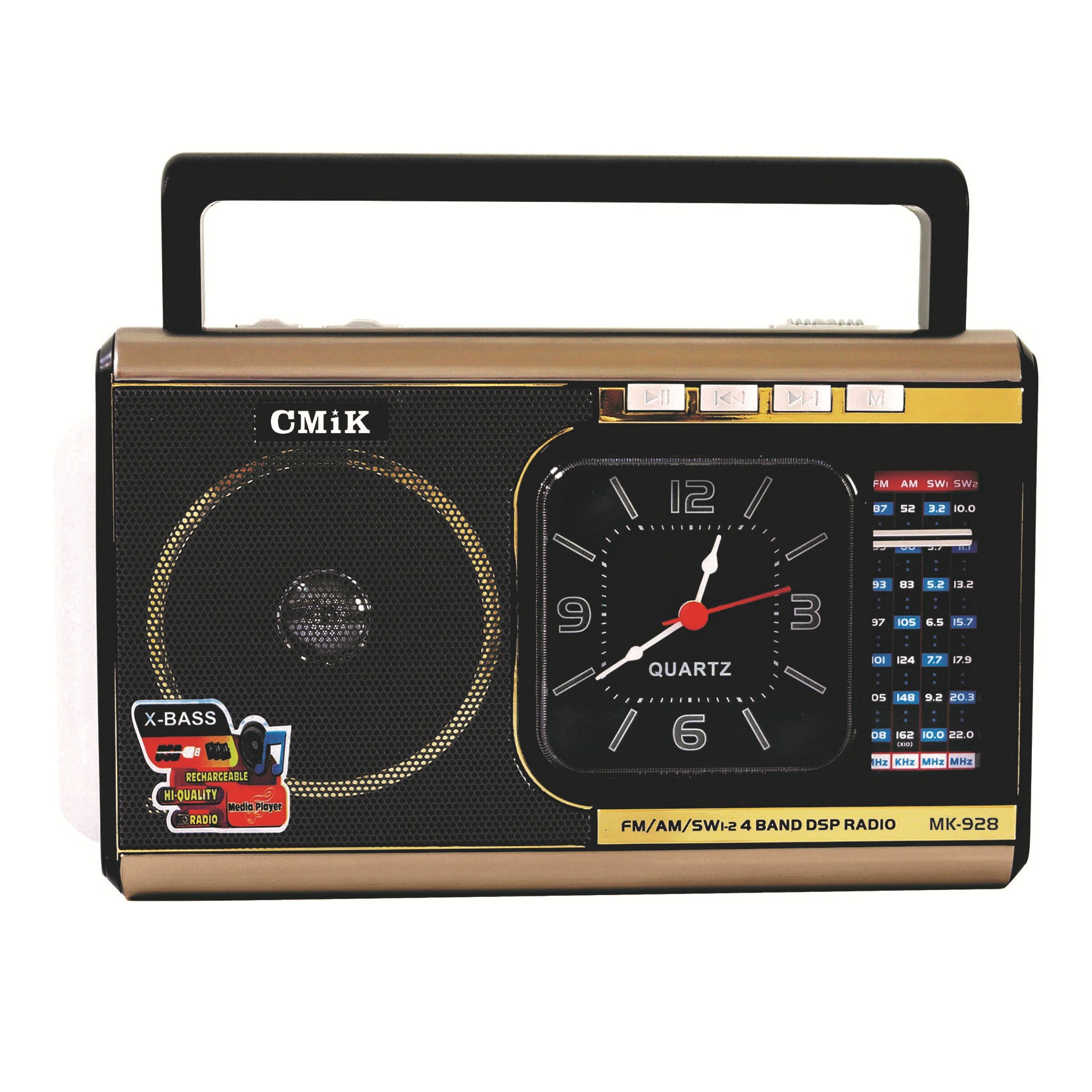 A popular retro clock, Bluetooth radio, multi-band portable card speaker, flashlight, player and mp3 player in foreign trade details Picture