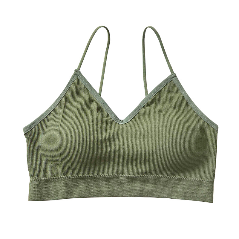 Threaded halter, beautiful back, chest wrap, fine shoulder strap, comfortable and breathable, solid-color underwear with chest pad, women's vest without steel ring Item Picture
