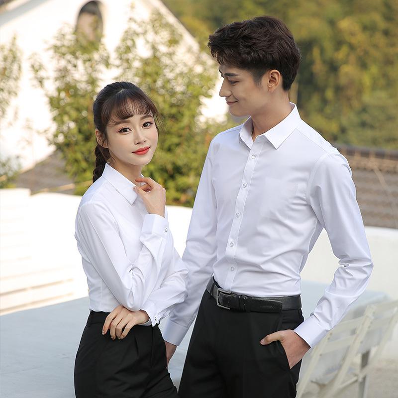 衬衫定制绣logo男女衬衫绣名字商务工装上班白色职业寸衫男女衬衣