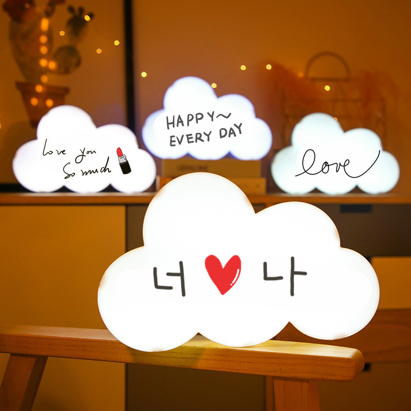 LED letter DIY creative cartoon cloud can erase message board express props net red handwritten message light box decoration