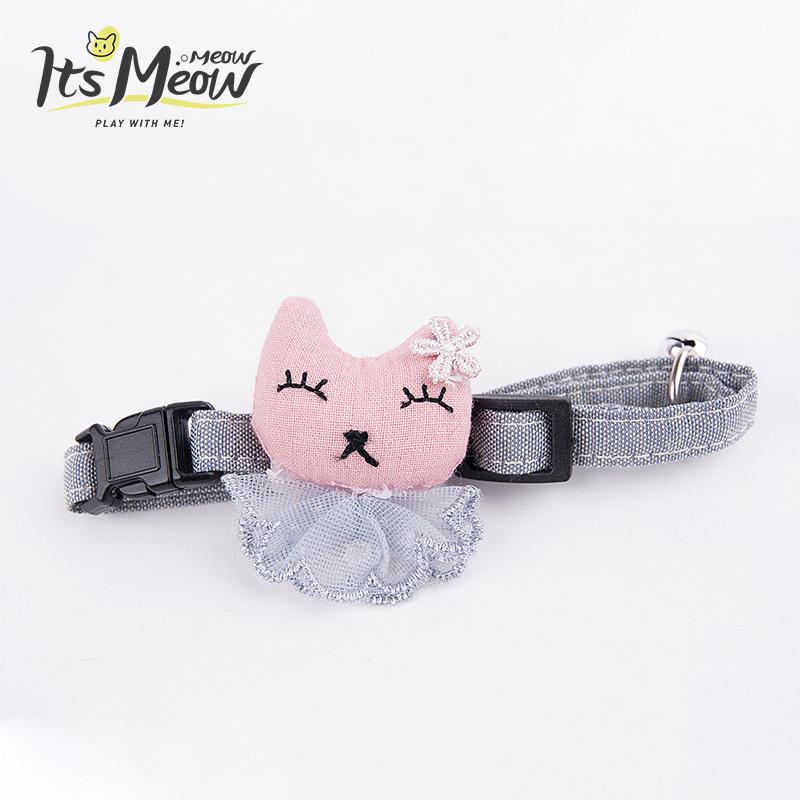 New rabbit lace pet collar with bell adjustable cat leash, one-piece consignment
