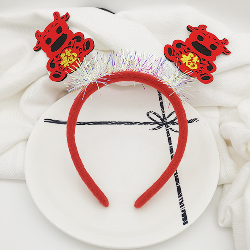 New Year's festive velvet retro headband creative and personalized props Funny headwear company event Cute plush headband undefined