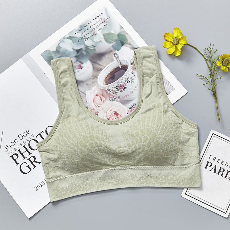 New seamless, wire-free cotton lining sleep gathering yoga lace beauty back vest sports bra for women undefined