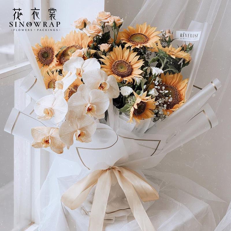 Flower dress square frame strips, black edge matte paper, simple style semi-transparent paper, flower gift wrapping paper, wholesale of flower shop supplies Specification image