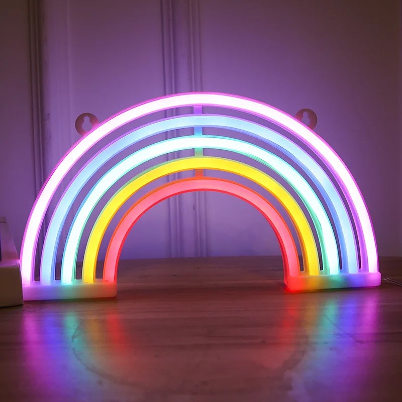 led cross-border manufacturer direct supply Neon-shaped wall lights, small night scenes, rainbow reindeer, Christmas photo props and decorations