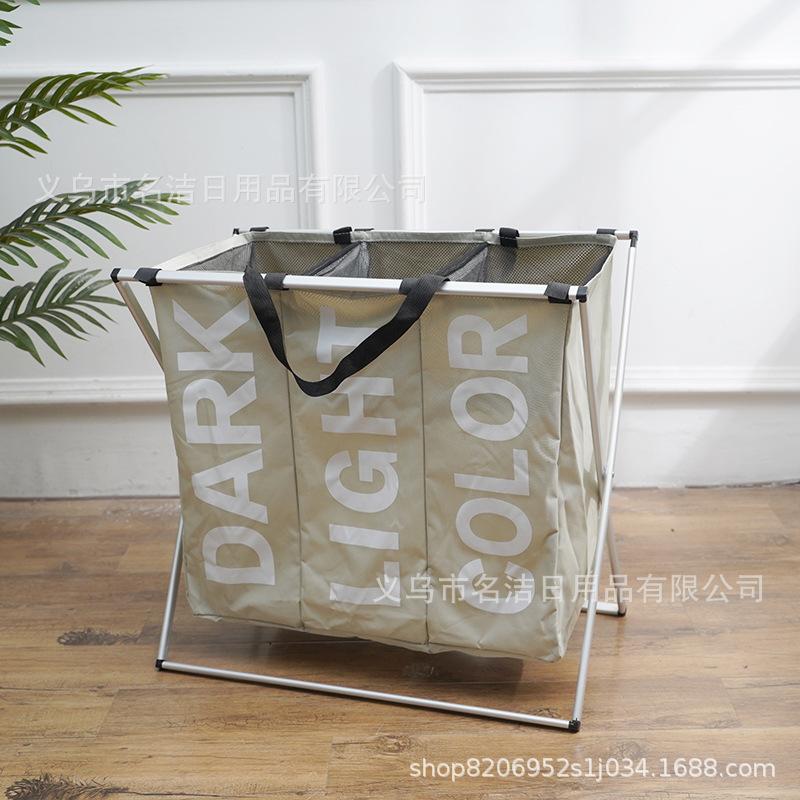 Oxford Cloth Belt Handle Three Cell Aluminum Rack Laundry Basket Storage Basket Sundries Basket Laundry Basket Home Storage Basket Opp Bag undefined
