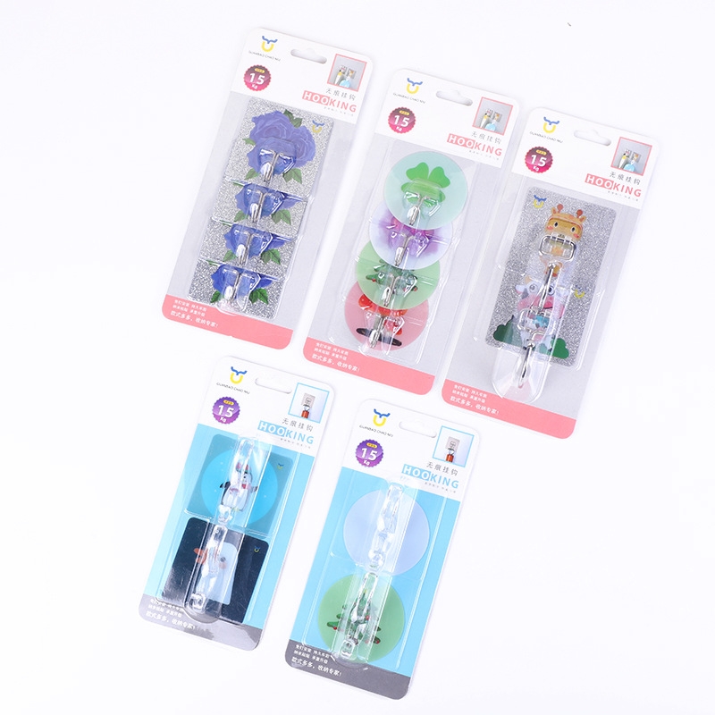 New color card-mounted traceless hook, dust-proof, supermarket and e-commerce no-nail traceless adhesive hook, factory direct sales, high-end packaging hook Item Picture