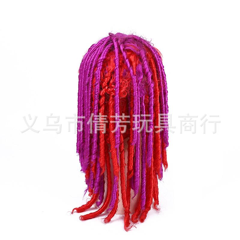 Wavy braids and curly tubes are fashionable and feature bangs. We offer custom-made mid-length red and purple wigs for parties and revelry Specification image