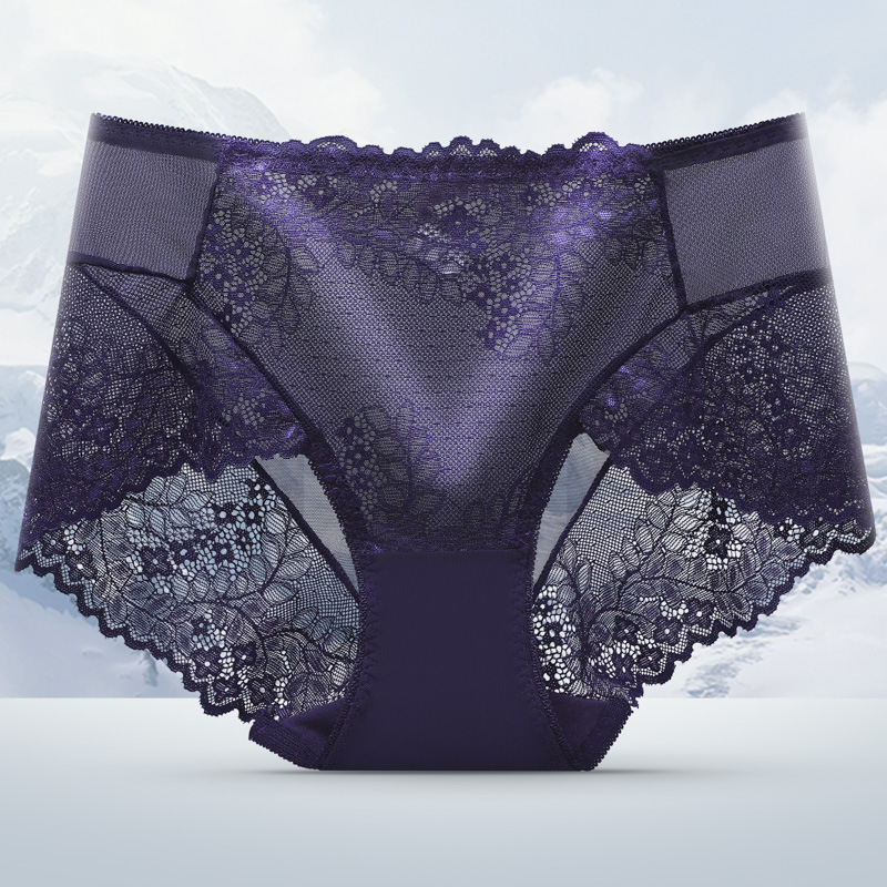 Sexy lace lace breathable and seamless women's briefs, semi-transparent mid-waist women's underwear manufacturer wholesale undefined