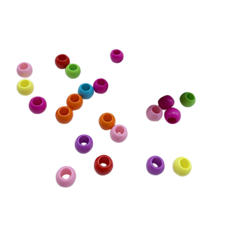 Factory direct sales of 8mm large-hole solid color round acrylic beads, diy handcrafted children's toy bracelets, versatile beads Item Picture