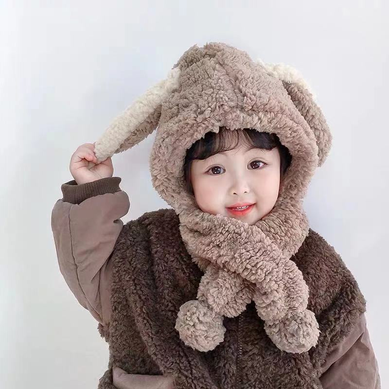 In stock: Cotton fleece one-piece scarf hat, all-polyester fine cotton fleece fabric, autumn and winter fabric, toys, home wear, warm fabric
