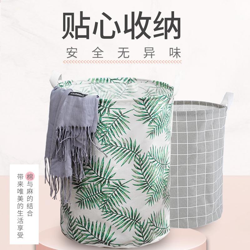 Factory direct sales, ins style, Nordic style, foldable dirty clothes basket, storage bucket, cotton and linen storage basket, storage bucket, laundry basket Specification image