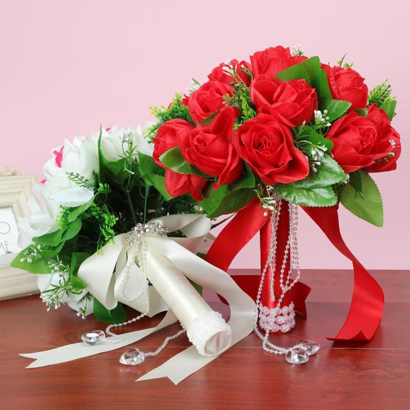 New cross-border Western-style wedding products, wedding simulation rose hand bouquets, creative home decorations, wedding supplies wholesale details Picture