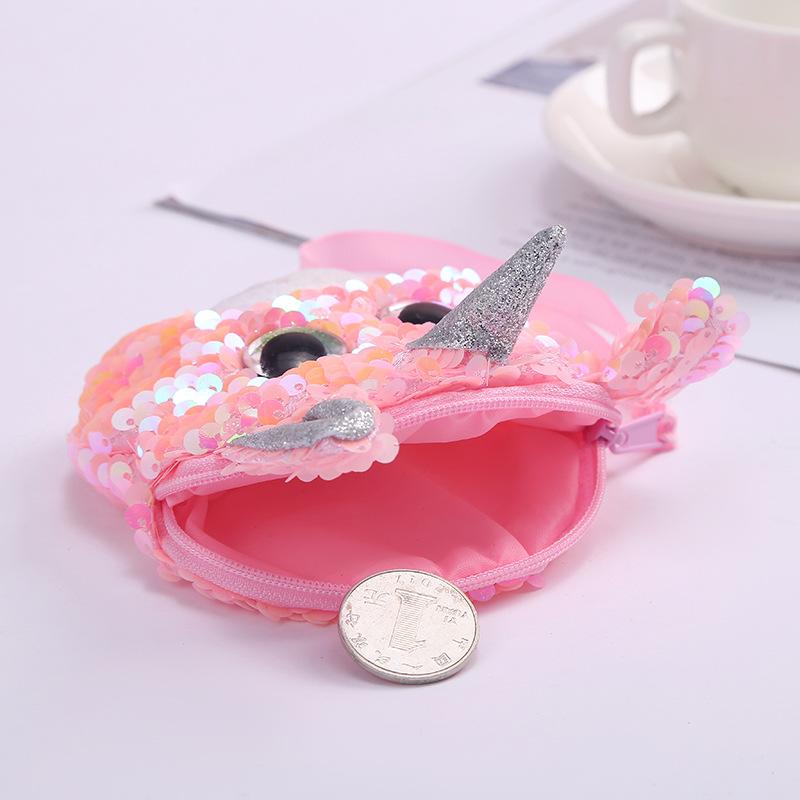 Children's coin purse, Mermaid, Unicorn, sequined flap, big eye storage bag, hand-held small card case Specification image